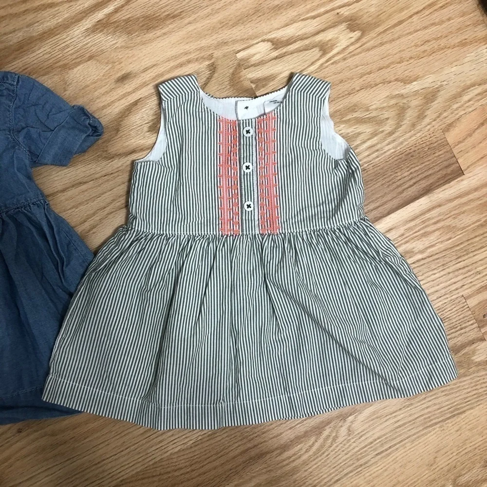 Carter’s 6 Month Dress Bundle Denim Striped Baby Girl Blue Black Short Sleeve